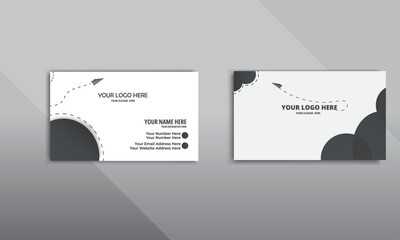 Creative white or silver double-sided business card template. Formal Vector design.