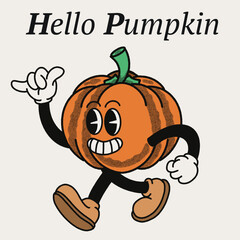 Hello Pumpkin With Pumpkin Groovy Character Design