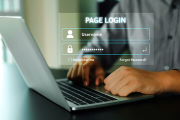 Login username and password from on internet security access or user sign registration menu for social media member verification account or submit register concepts.