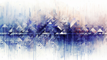 三角形の格子模様の線背景 幾何学模様 青と紫 | Triangular plaid line background Geometric pattern Blue and purple Generative AI