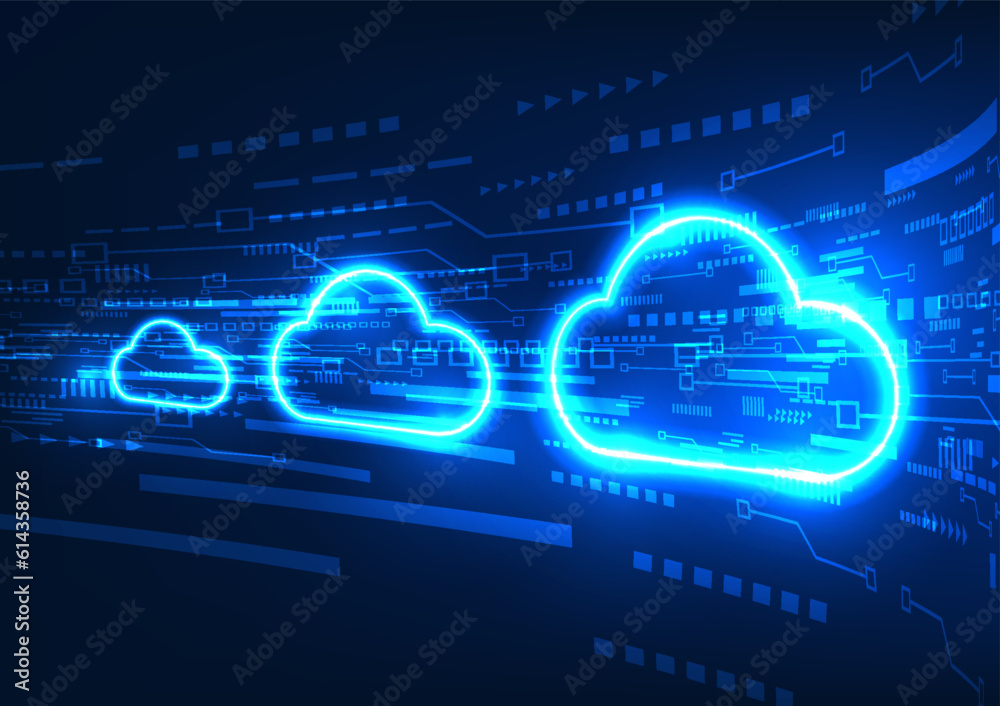 Poster cloud technology with circuit boards on the back the concept is a technology for storing important i