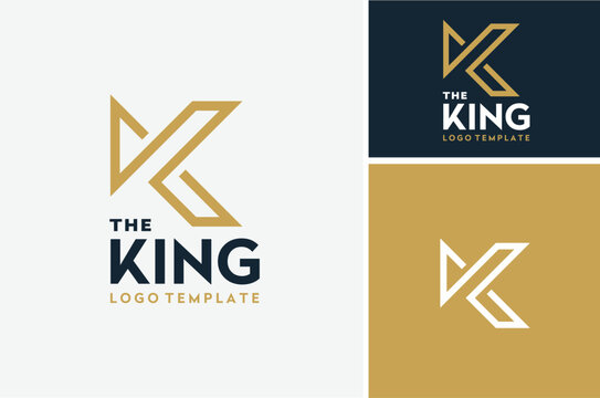 Golden Initial Letter K Classic Premium Vintage Label Brand logo design