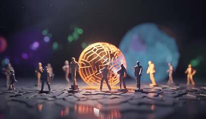 Toy people around the energy ball