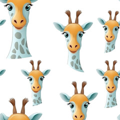 set of giraffe heads as seamless pattern