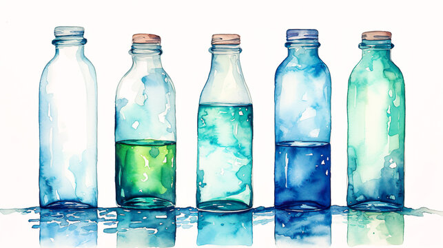 綺麗な瓶の水彩イラスト　Generative AI
