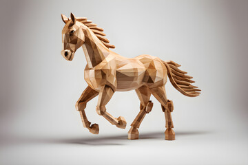 Isolated wooden brown horse