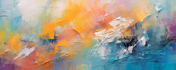 Colorful modern artwork, abstract paint strokes, oil painting on canvas. artistic texture, generative Ai