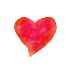 Watercolor painted red heart, vector