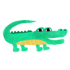 Cute crocodile watercolor isolated on white background vector illustration.