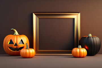 Halloween Frame Background with Pumpkin