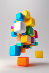 Multi-Colored Toy Blocks on Colorful Studio Background with Variation in Font.