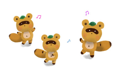たぬきのダンスのイラスト