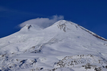 Fototapeta na wymiar View of Mount Elbrus in the evening