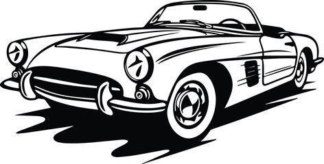 Convertible Car Logo Monochrome Design Style - obrazy, fototapety, plakaty