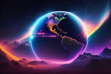 Space Purple Background with Earth Glow