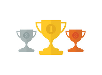 Cup Trophy Icon. Gold, Silver, and Bronze trophies for champion Cup winner award,Vector illustration