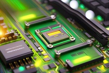 Fototapeta premium Close-up of a circuit board or electronic components.