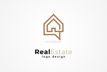 Real Estate Logo. building and chat bubble combination. suitable for Architecture Building apps logo design