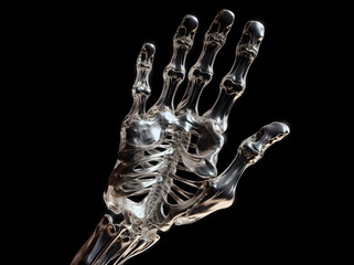 X-ray of transparent human hand isolated on black background Generative AI