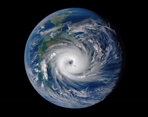 Naklejka na ściany i meble Massive tropical cyclone from space. Earth view