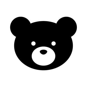 Cute vector bear head icon, isolated symbol, animal face