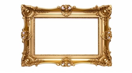 Vintage Golden frame isolated white background. Generative Ai