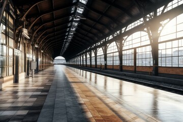 Fototapeta premium Railway station industry. Generate Ai