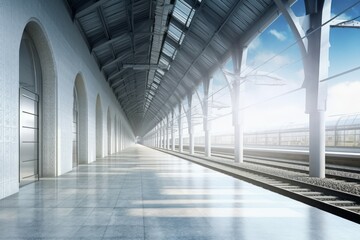 Railway station background. Generate Ai