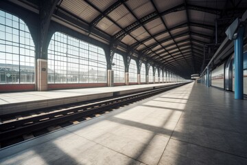 Railway station track. Generate Ai