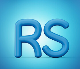 3d Shiny Blue Pakistani Rupee RS Currency Icon Isolated On Blue Background, 3d illustration