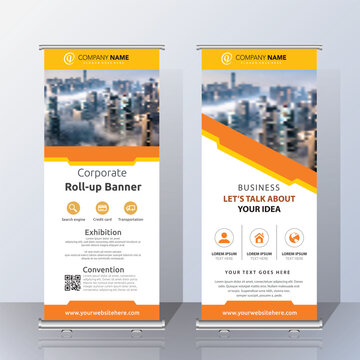 Roll up banner design template, vertical, abstract background, pull up design, modern x-banner, rectangle size.