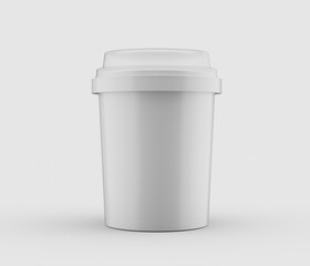 3d Empty White Cylindrical Plastic Jar Or Container With Cap On White Background, 3d illustration