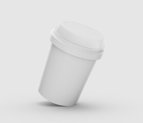 3d Empty White Cylindrical Plastic Jar Or Container With Cap On White Background, 3d illustration