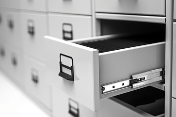 Closeup File Cabinet On White Background