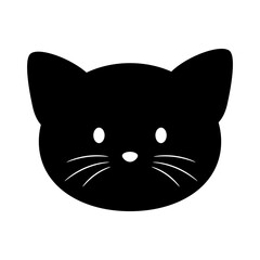 Cute cat head vector icon, cartoon silhouette logo, isolated