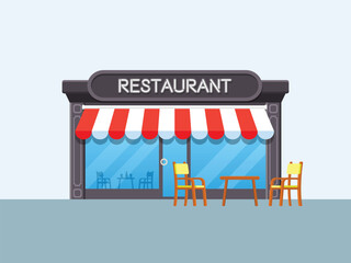 Facade of restaurant vector flat illustration. - 614373961