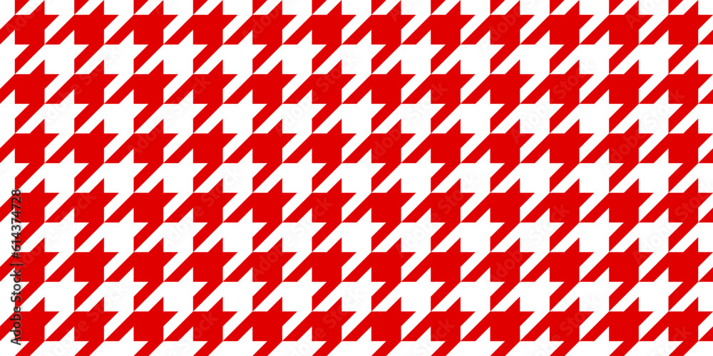Poster red and white hounds tooth seamless vector pattern background, classical textile print