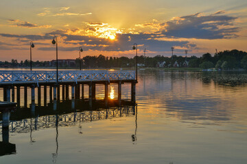 Obraz premium Lake in the city of Ostroda, Poland.