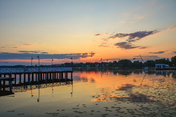 Lake in the city of Ostroda, Poland.