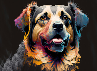 Dog made of oil paint generative art