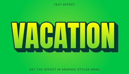 Vacation editable text effect in 3d style. Text emblem for branding or business logo
