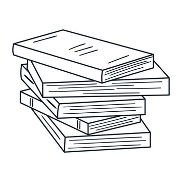 recommend clip art: Stack of books sketch vector illustration. Outline drawing of textbooks, journals. Symbol of reading and studying.