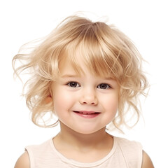 portrait of a cute blond girl. isolated on transparent background. no background. 