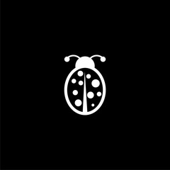 Ladybird bug glyph icon isolated on black background