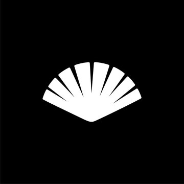  Sea shell logo isolated on black background 