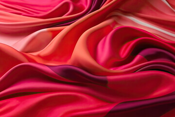 Fototapeta premium Pink and Red Fabric with Ripples and Folds,red satin background,red silk background,red satin fabric