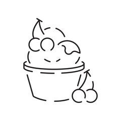Ice cream line icon, Summer such as parfait, vector frozen yogurt, ice cream sundae, vanilla, chocolate