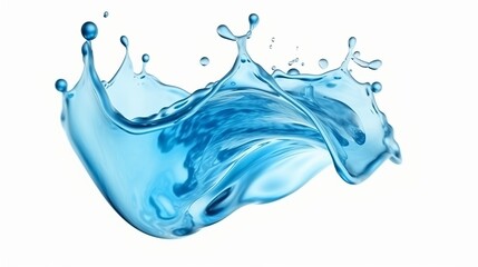Blue liquid water splash isolated white background. Generative Ai - obrazy, fototapety, plakaty