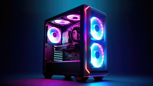 A gaming computer with RGB LED lighting