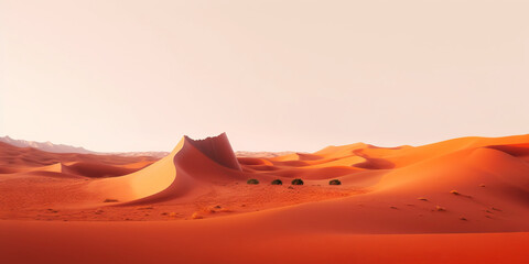 Fototapeta na wymiar A minimalist sand dunes in the desert. Calm and tranquil landscape. Generative AI